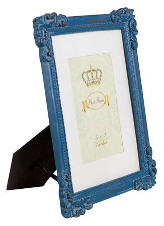 Biscottini Biscottini Portafoto 26x2x31 resina blu anticata verticale orizzontale foto