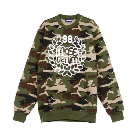 MASS DENIM Felpa Girocollo Uomo Base Crewneck Woodland Camo da uomo