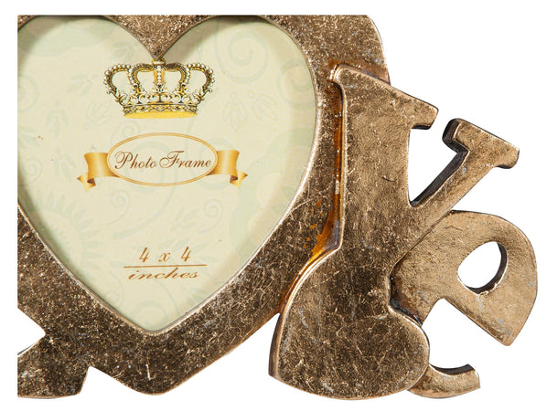 Biscottini Biscottini Portafoto LOVE da appoggio in Resina Oro Anticata 23x13x18 finitura