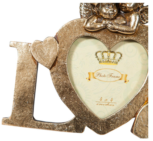 Biscottini Biscottini Portafoto LOVE da appoggio in Resina Oro Anticata 23x13x18 finitura