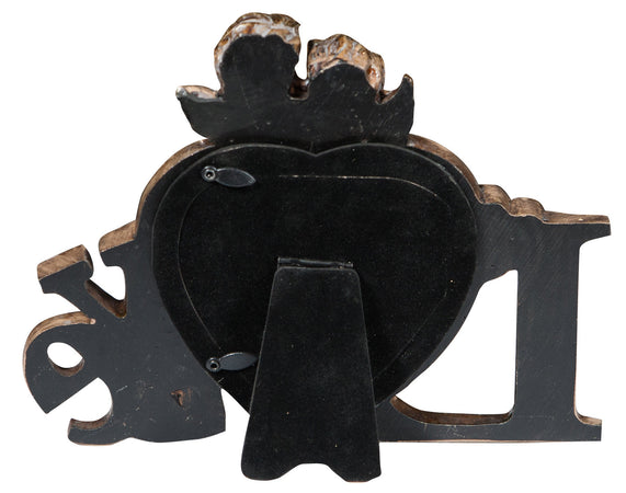 Biscottini Biscottini Portafoto LOVE da appoggio in Resina Oro Anticata 23x13x18 finitura