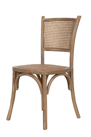 Biscottini Sedia Thonet in massello di frassino e seduta rattan finitura legno invecchiato