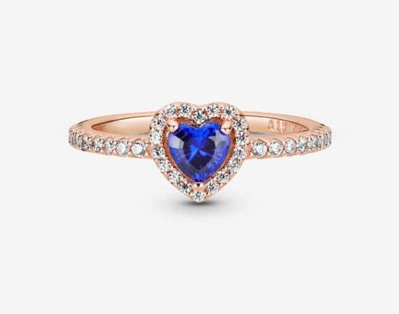 Pandora - Anello con cuore in rilievo blu scintillante