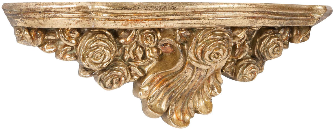 Biscottini Mensola Biscottini Resina Oro Anticato Stile Barocco Angelo 43x14x14 finitura