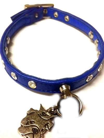 Collarino blu per cani in Ecopelle e Swarovski Pet Follie