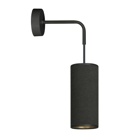 Applique 1 Luce Bente In Acciaio Nero E Paralume Nero E Oro