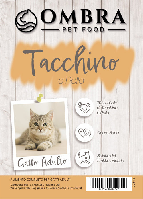 Croccantini OMBRA Cat per gatto adulto con Tacchino e Pollo 300gr