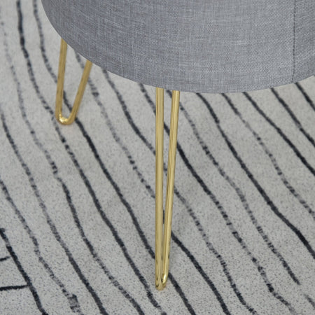 Pouf Contenitore 2 in 1 con Funzione Sgabello e Tavolino, in Legno e Tessuto Grigio, Metallo con Finitura Oro, 36x36x45cm camera da letto elegante negozio F838-033V70A