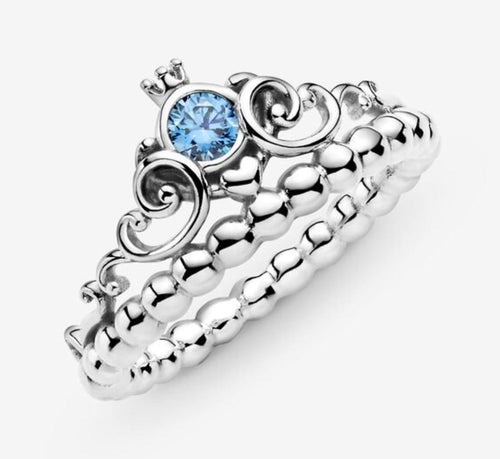 Pandora - Disney, anello con tiara blu di Cenerentola