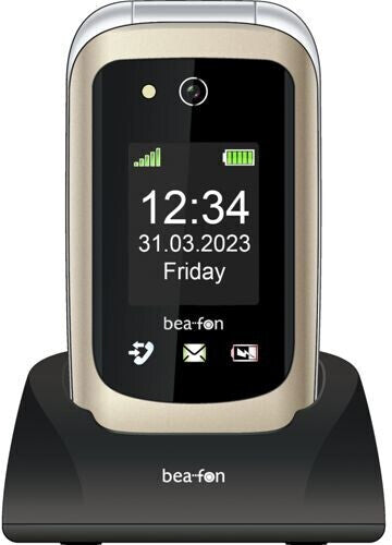 Cellulare 2G/4G Beafon SL720i champagneDisplay interno a colori da 2,8 “ Display esterno a colori da 1,77 pollici Pulsante di em