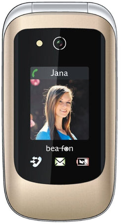 Cellulare 2G/4G Beafon SL720i champagneDisplay interno a colori da 2,8 “ Display esterno a colori da 1,77 pollici Pulsante di em