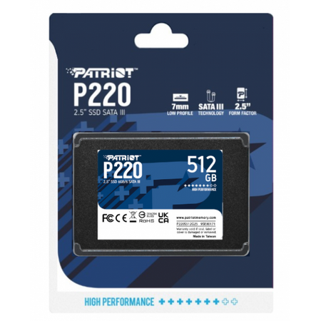 PATRIOT SSD INTERNO P220 512GB 2,5" SATA 6GB/S R/W 500/500