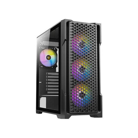 Antec AX90 Midi Tower Nero (ANTEC AX90 Case, Black, Mid Tower, 1 x USB 3.0 / 2 x USB 2.0, Tempered Glass Side WIndow Panel, Diamond-Shaped Mesh Front Panel for Excellent Cooling Performance, 4 x Addr