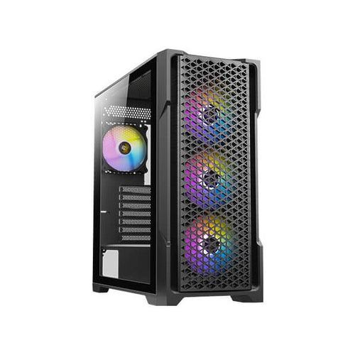 Antec AX90 Midi Tower Nero (ANTEC AX90 Case, Black, Mid Tower, 1 x USB 3.0 / 2 x USB 2.0, Tempered Glass Side WIndow Panel, Diamond-Shaped Mesh Front Panel for Excellent Cooling Performance, 4 x Addr