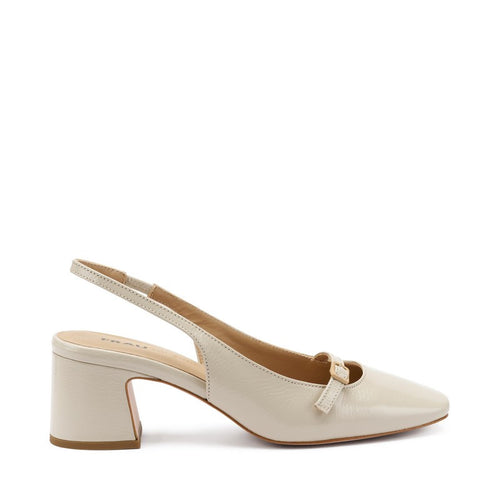 Frau slingback in vernice ecrù con mini cinturino 79T7
