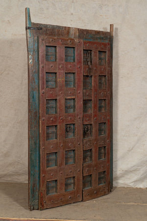 Biscottini Porta portone in legno massello e ferro da interno o da esterno vecchia e antica medievale scorrevole