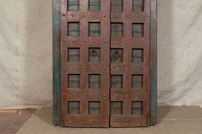 Biscottini Porta portone in legno massello e ferro da interno o da esterno vecchia e antica medievale scorrevole