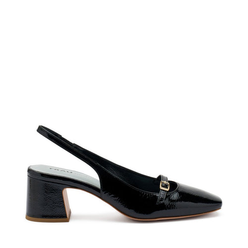 Frau slingback in vernice nero con mini cinturino 79T7