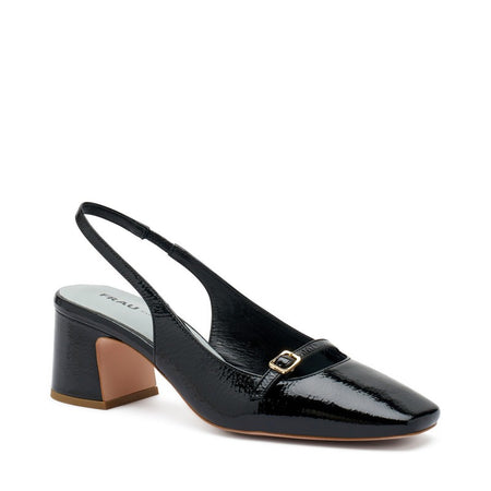 Frau slingback in vernice nero con mini cinturino 79T7