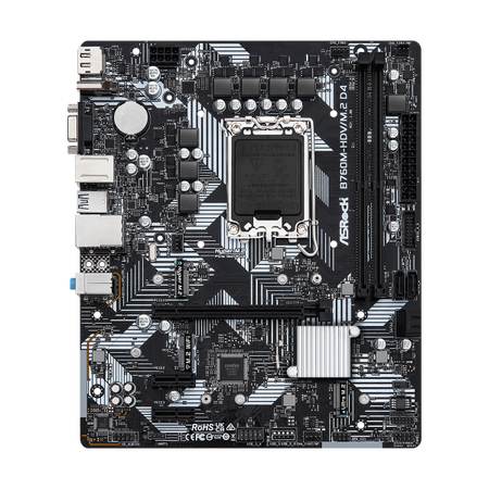 ASRock B760M-HDV/M.2 D4 - Motherboard - micro ATX - LGA1700-Sockel - B760 Chipsatz - USB-C 3.2 Gen 1, USB 3.2 Gen 1 - Gigabit LAN - Onboard-Grafik (CPU erforderlich)