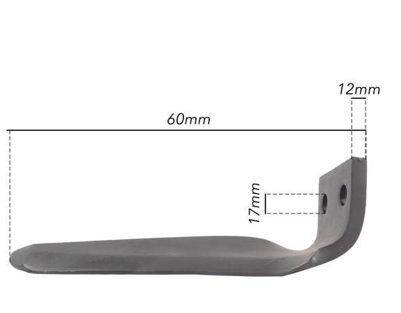 Dente dx per erpice lunghezza 280mm larghezza 90mm