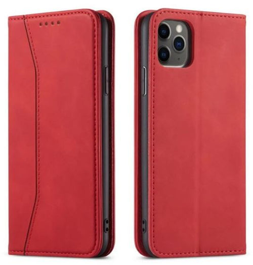 custodia a libro iphone 12 / 12 pro con porta carte di credito chiusura magnetica rossa