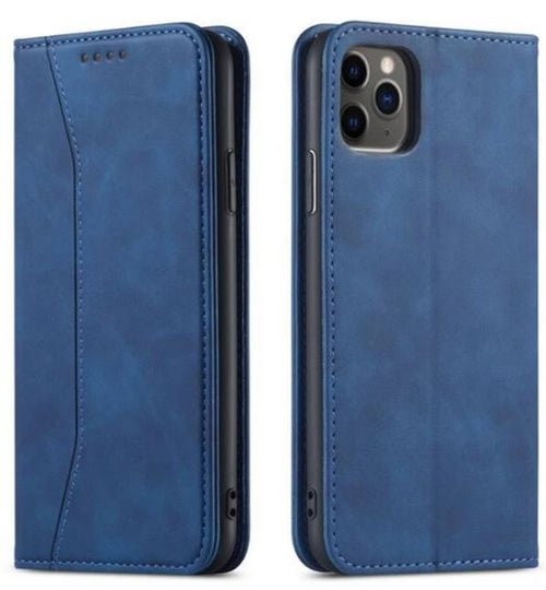 custodia a libro iphone 14 pro con porta carte di credito chiusura magnetica blu