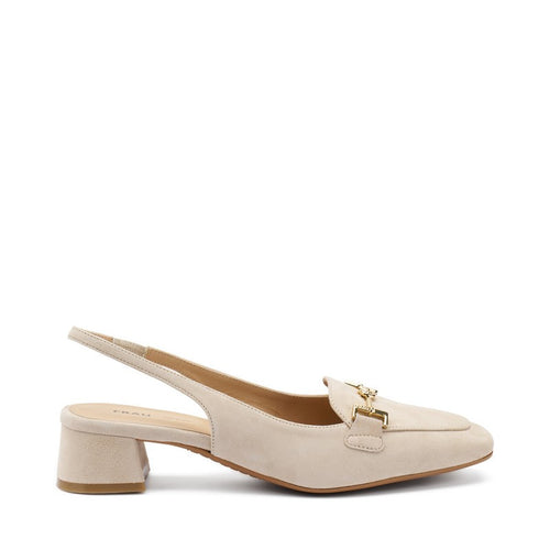 Frau slingback in camoscio ecrù con accessorio oro 92D2