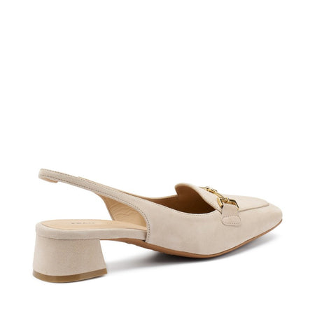 Frau slingback in camoscio ecrù con accessorio oro 92D2