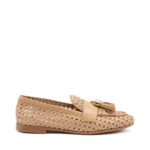 Frau mocassini donna in pelle intrecciata a mano cookie butter 95T6