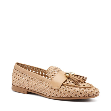 Frau mocassini donna in pelle intrecciata a mano cookie butter 95T6