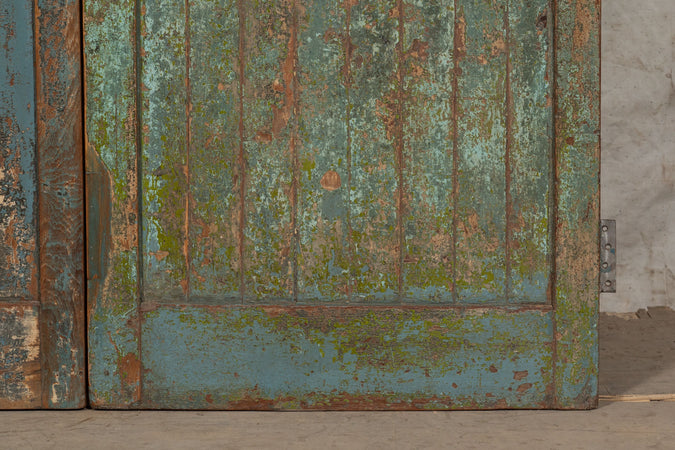 Biscottini Porta portone in legno massello e ferro da interno o da esterno vecchia e antica medievale scorrevole