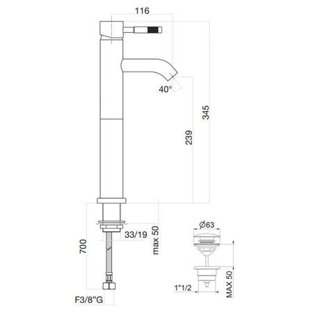 Rubinetto lavabo a canna alta | Stick