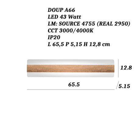 Applique Promoingross DOUP A66 RF LED CCT 2950LM lampada parete classica biemissione