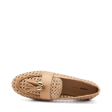 Frau mocassini donna in pelle intrecciata a mano cookie butter 95T6