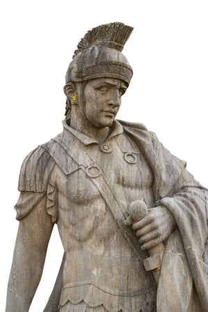 Biscottini Coppia Statue Centurioni Biscottini Pietra con Base 80x60x280 Arredo Giardino