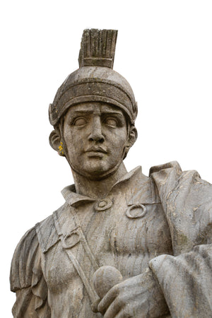 Biscottini Coppia Statue Centurioni Biscottini Pietra con Base 80x60x280 Arredo Giardino