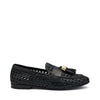Frau mocassini donna in pelle intrecciata a mano black 95T6