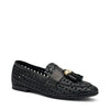 Frau mocassini donna in pelle intrecciata a mano black 95T6
