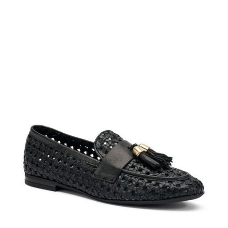 Frau mocassini donna in pelle intrecciata a mano black 95T6