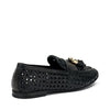 Frau mocassini donna in pelle intrecciata a mano black 95T6