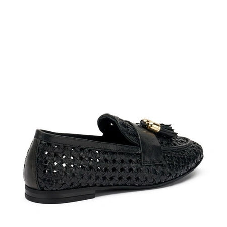 Frau mocassini donna in pelle intrecciata a mano black 95T6