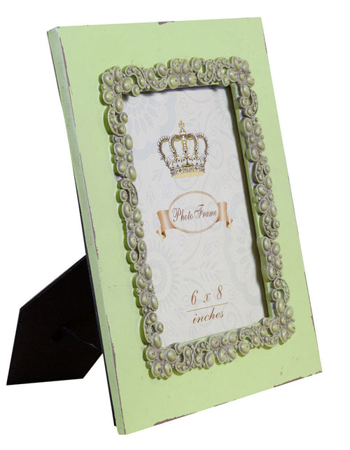 Biscottini Biscottini Portafoto da appoggio resina verde anticata 31x2x26 foto 15x20