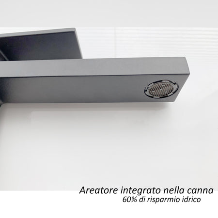 Miscelatore Lavabo bocca lunga nero opaco Total Black Manhattan
