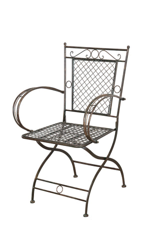 Biscottini Sedia poltrona con braccioli in ferro battuto finitura ruggine anticata 60x51x96 cm