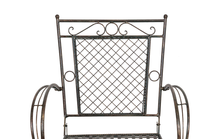 Biscottini Sedia poltrona con braccioli in ferro battuto finitura ruggine anticata 60x51x96 cm