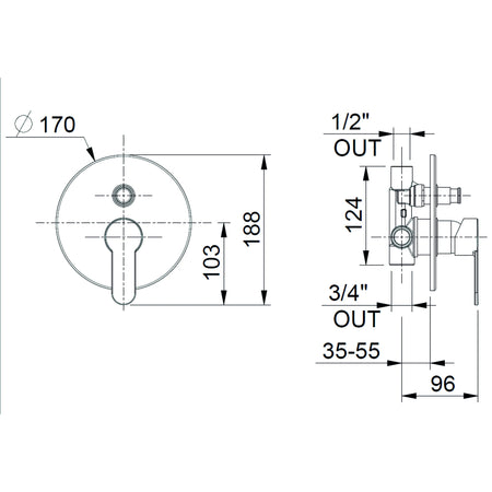 Miscelatore doccia incasso con deviatore automatico cromato Funky