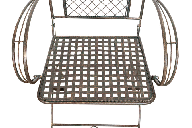 Biscottini Sedia poltrona con braccioli in ferro battuto finitura ruggine anticata 60x51x96 cm