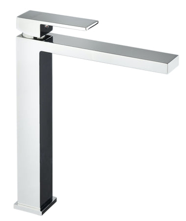 Rubinetto per lavabo alto quadrato con canna alta cromato Manhattan