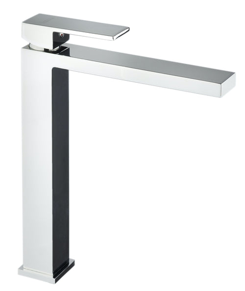 Rubinetto per lavabo alto quadrato con canna alta cromato Manhattan